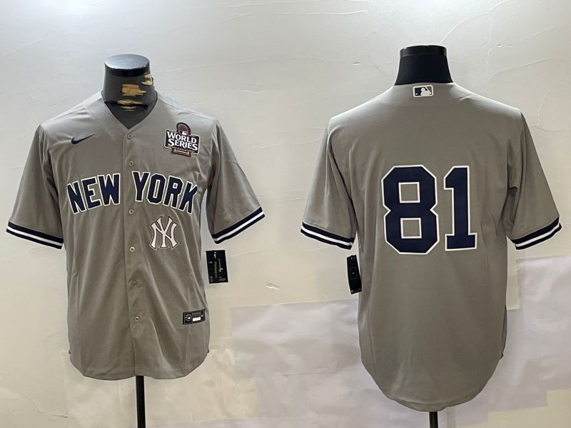 Men New York Yankees 81 No Name Grey Game 2024 Nike MLB Jersey style 10277